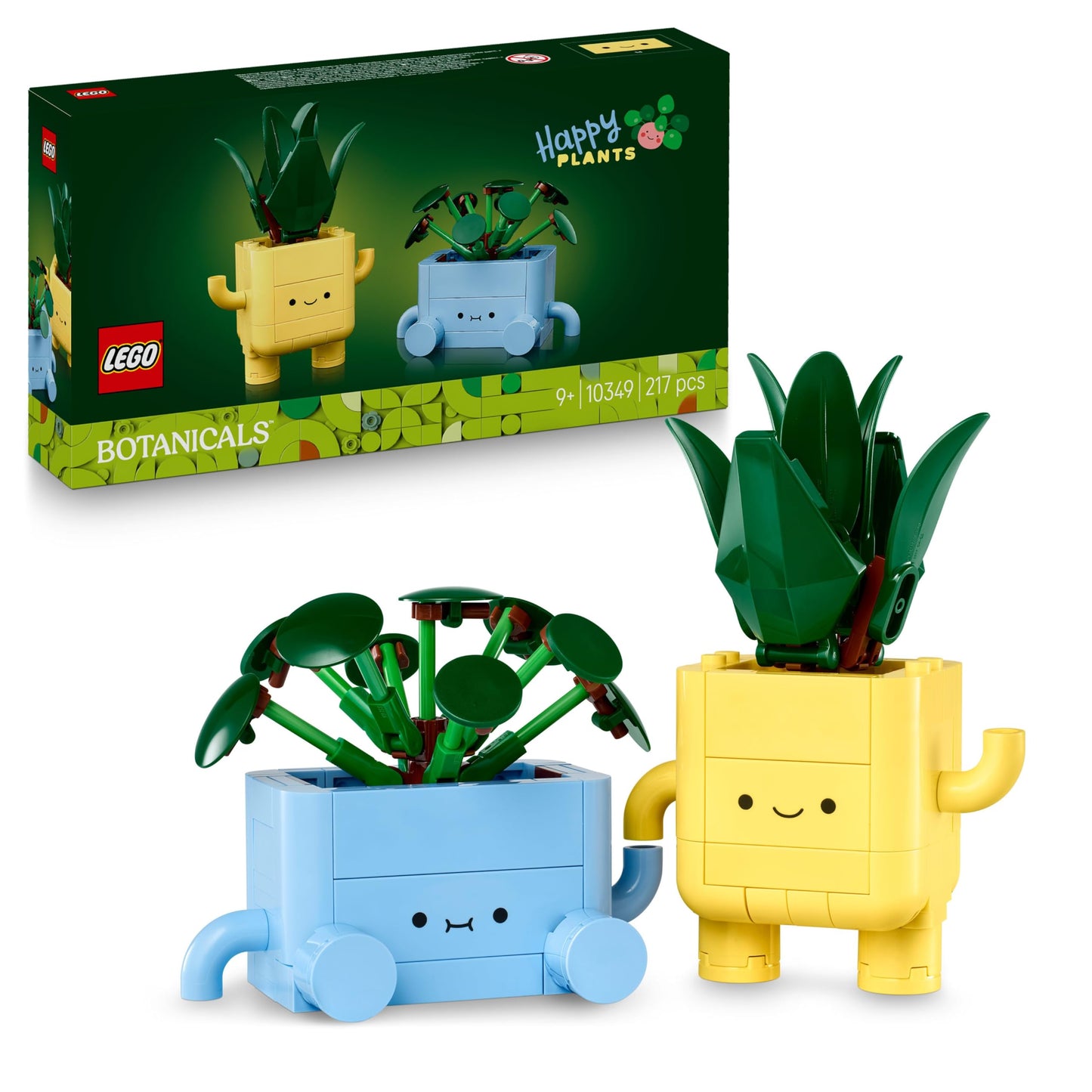 LEGO Botanicals Fröhliche Pflanzen - rotaļlieta bērniem ar 2 mākslīgajiem augiem, 2 krāsainiem puķu podiem un maināmām multfilmu sejām - dāvana meitenēm no 9 gadiem - 10349