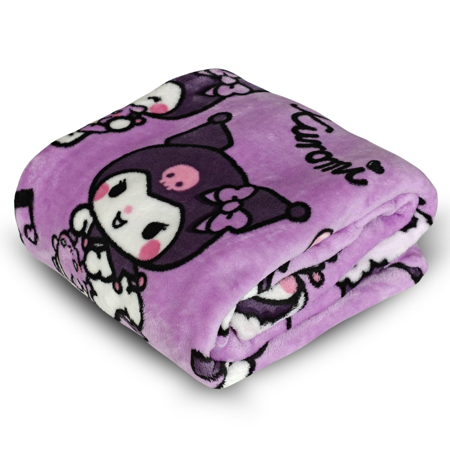 Mīksta mikrošķiedras sega Kanguru Kuromi rozā, 130x170 cm | Kawaii sega meitenēm un sievietēm, Sanrio pleds dīvānam vai gultai, oriģināla dāvana Ziemassvētkos vai dzimšanas dienā