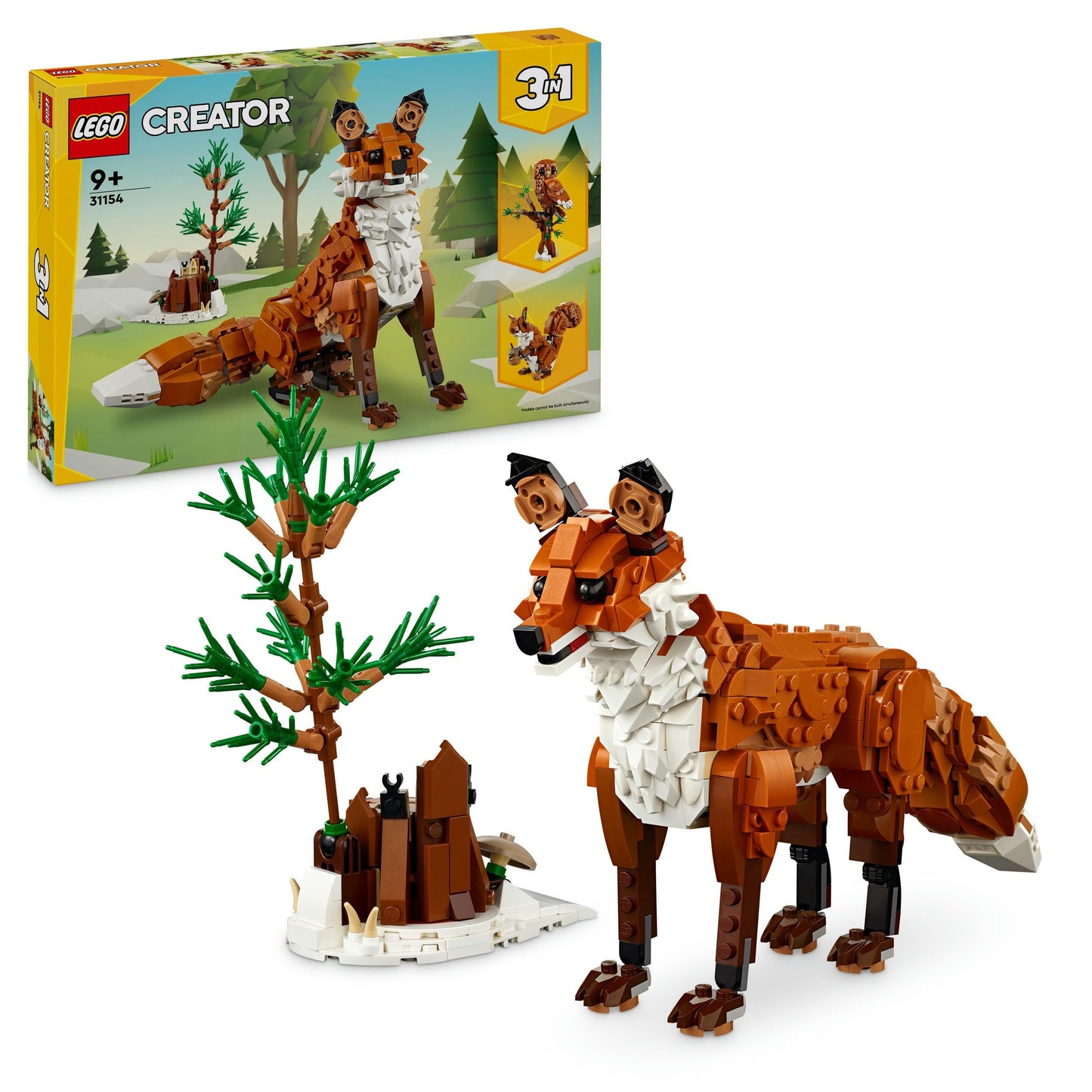 LEGO Creator Meža dzīvnieki 31154 - Sarkanā lapsa, pūce un vāvere, radošs komplekts spēlēšanai un izstādīšanai.