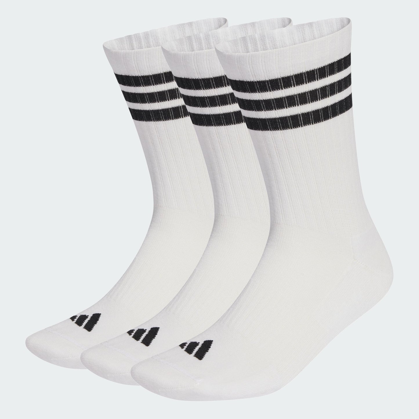 Adidas unisex zeķes ar 3 svītrām, līdz potītēm, ar polsterējumu, 3 pāru komplekts
