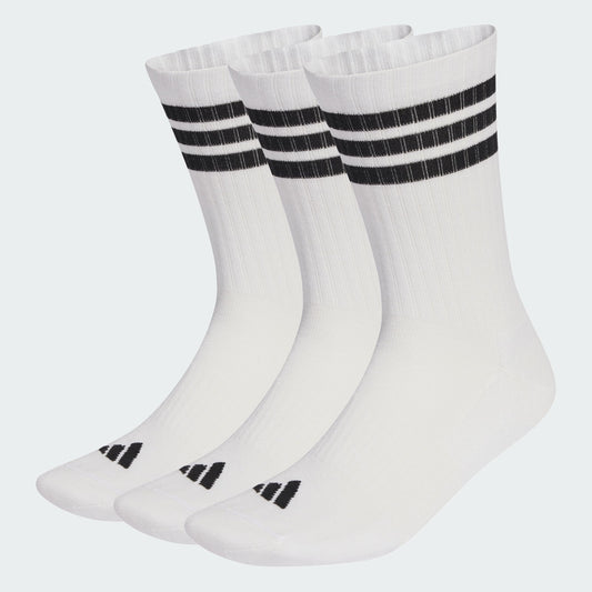 Adidas unisex zeķes ar 3 svītrām, līdz potītēm, ar polsterējumu, 3 pāru komplekts