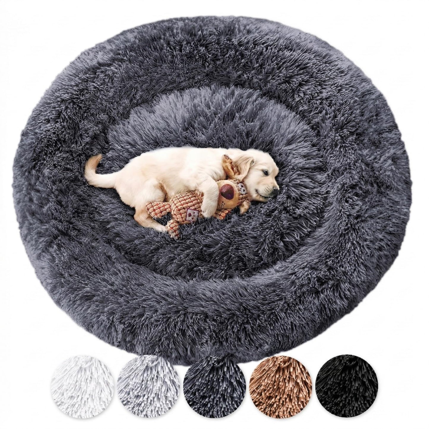 Suņu gulta Wahre Tierliebe Fluffy Wolke, oriģināla, pūkaina, ar mazgājamu pārvalku, suņu spilvens un grozs lieliem, vidējiem un maziem suņiem