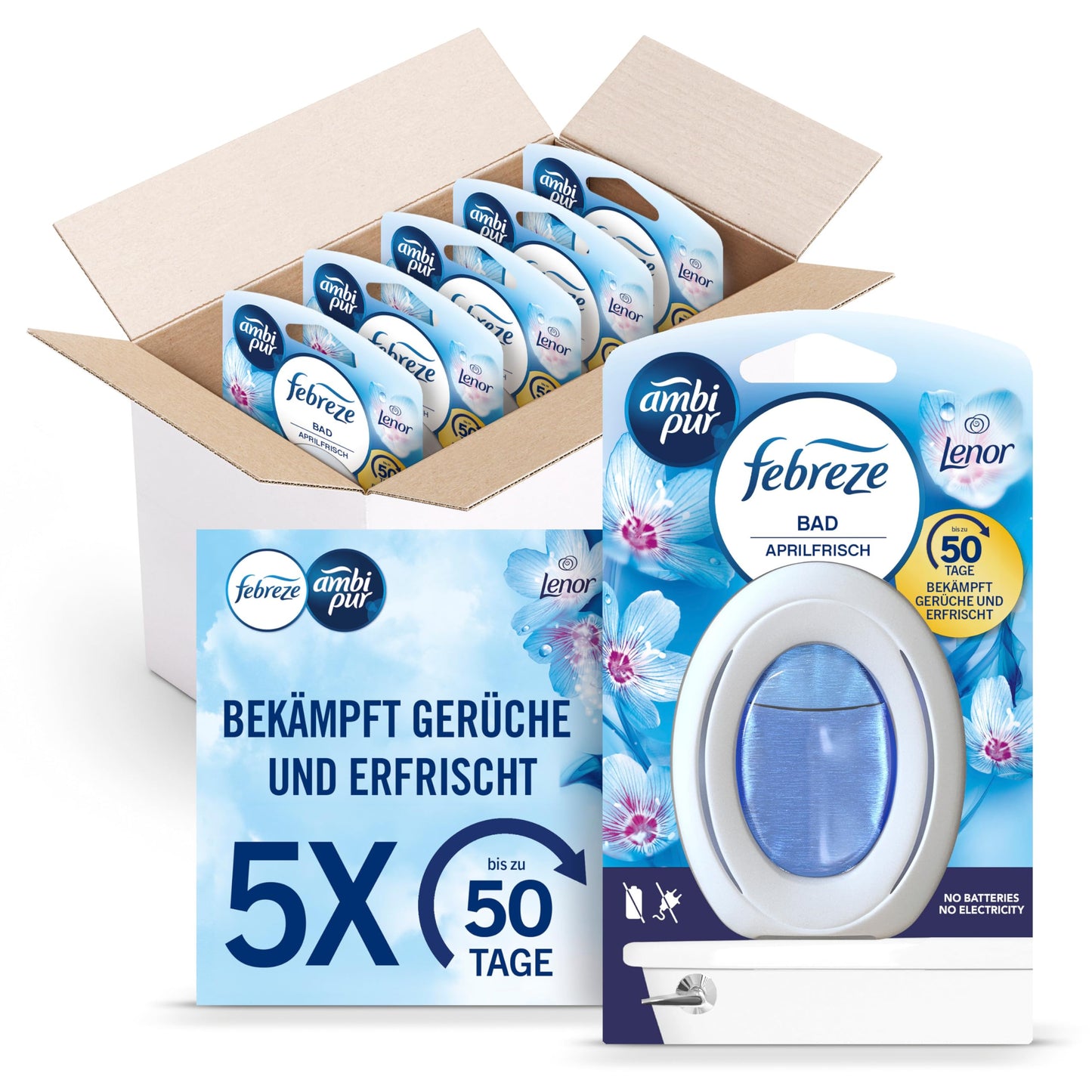 Vannas gaisa atsvaidzinātājs Febreze, Lenor Aprilfrisch, 5 gab., ilgstoša smaku kontrole