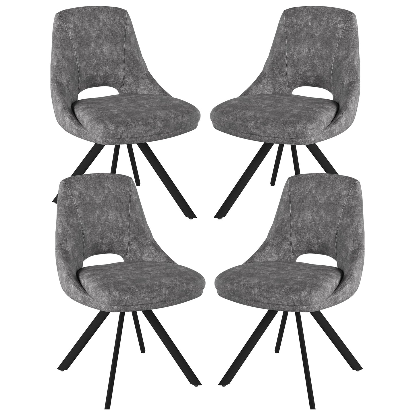 Ēdamistabas krēsli JIEXI, 4 gab. komplekts, ekskluzīvi krēsli viesistabai un virtuvei, polsterēti, moderni, izturīgi, augstas kvalitātes, ergonomisks ēdamistabas krēsls dizaina stilā (pelēks, 4 krēsli)