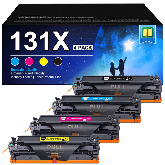 RUDGUZ 131X toner - Compatible with HP 131A, includes black, cyan, yellow, magenta, for Laserjet 200 MFP M276nw.
