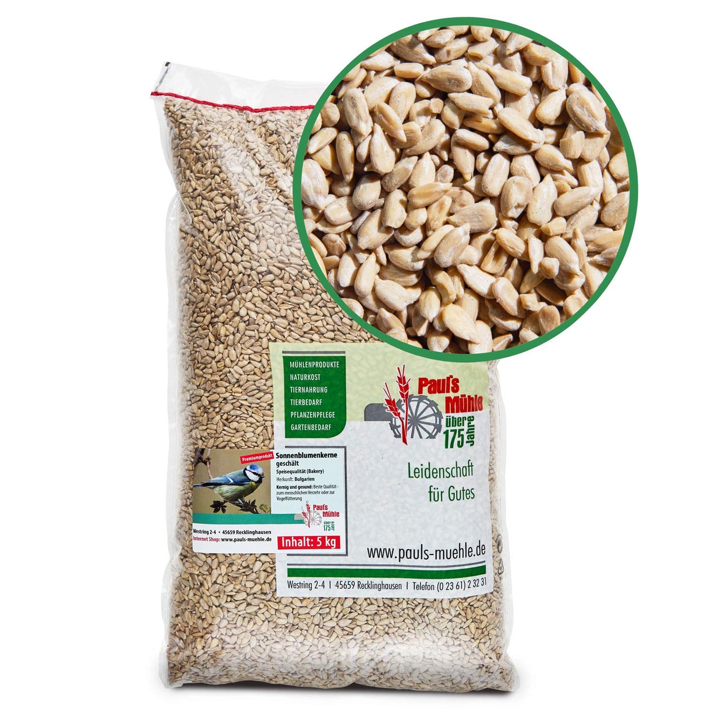 Paul´s Mühle saulespuķu sēklas lobītas putniem un savvaļas putniem 5 kg