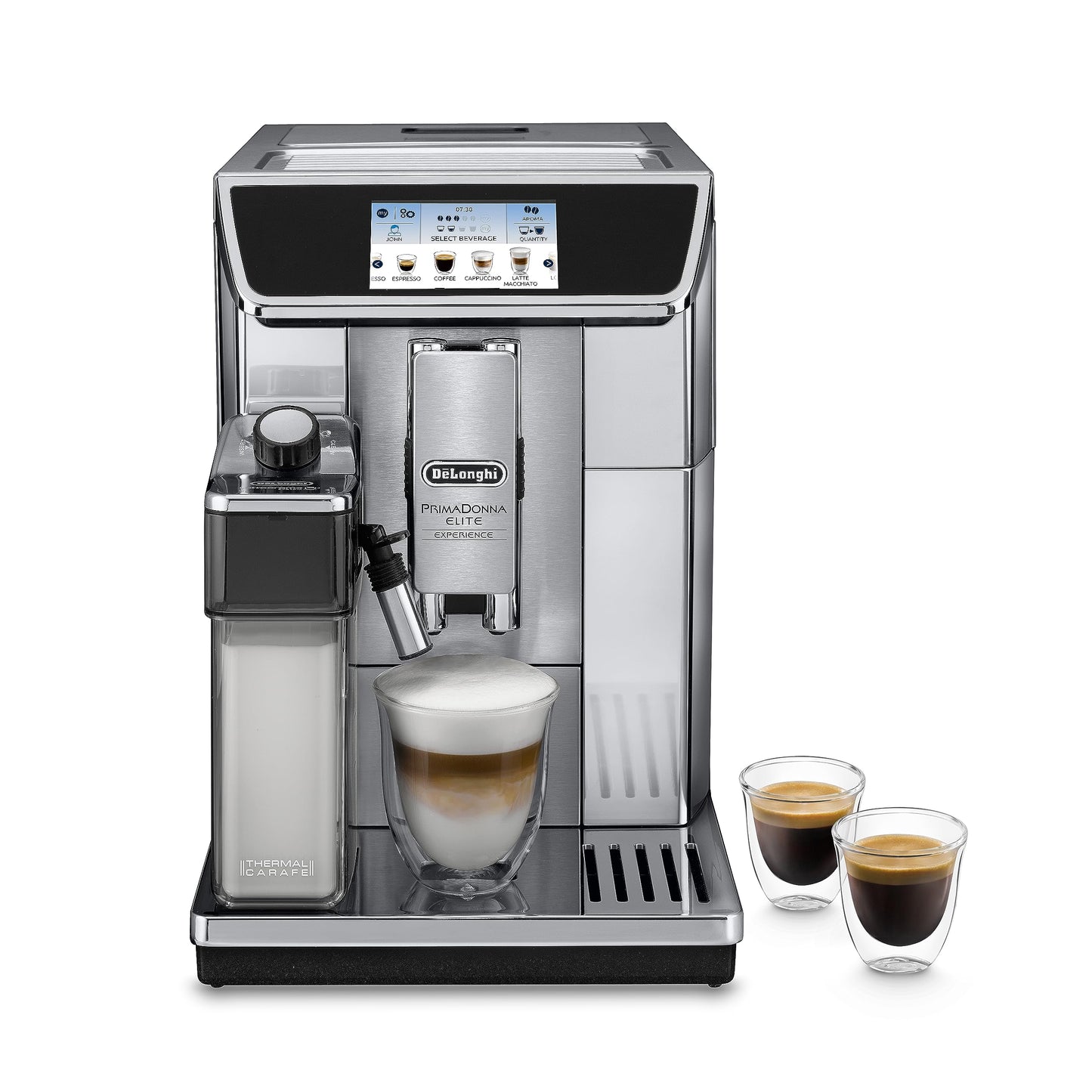 De'Longhi PrimaDonna Elite Experience ECAM 656.85.MS - automātiska kafijas mašīna ar LatteCrema, 4,3" krāsu displeju, sudraba.