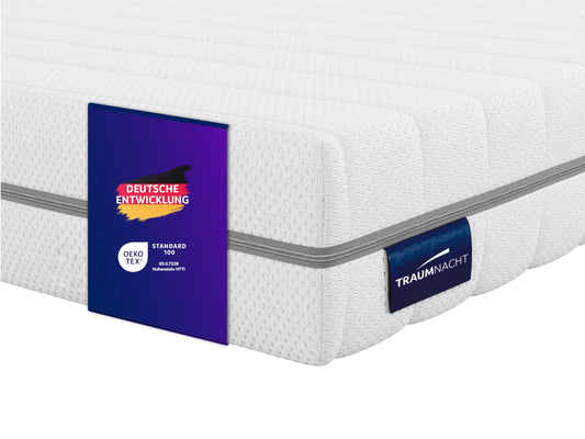 Ortopēdisks auksto putu matracis Traumnacht 90x200 cm, H3 vidēji ciets, ergonomisks, 7 zonu, 16 cm, hipoalerģisks, mazgājams pārvalks, Öko-Tex
