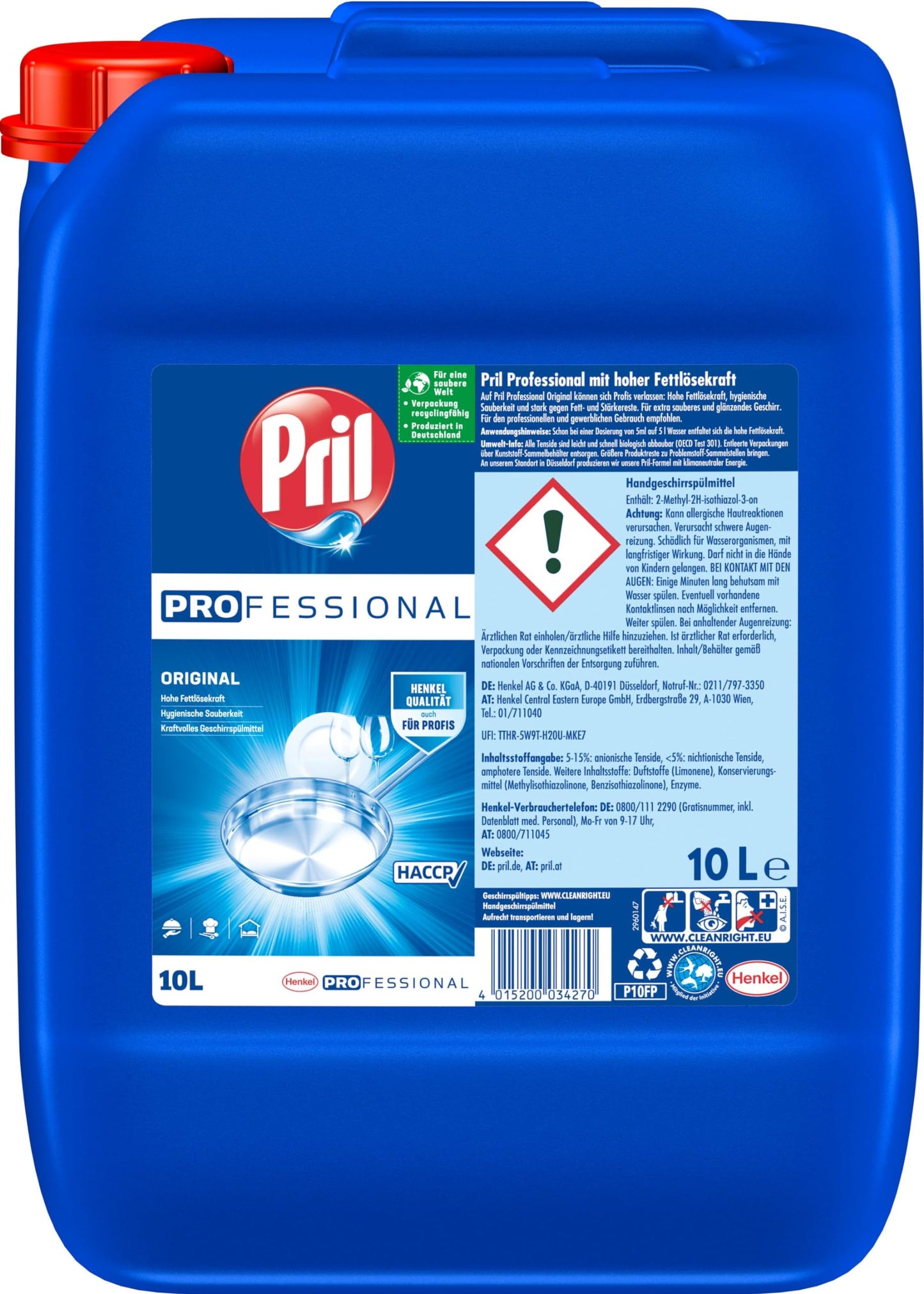 Roku trauku mazgāšanas līdzeklis PRIL Professional Original, 10l