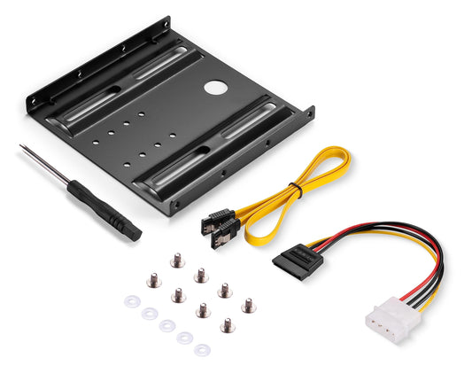 Sonero® SSD montāžas rāmis komplekts - 2,5" SSD uz 3,5", iekļauj piederumus un uzstādīšanas rīkus.