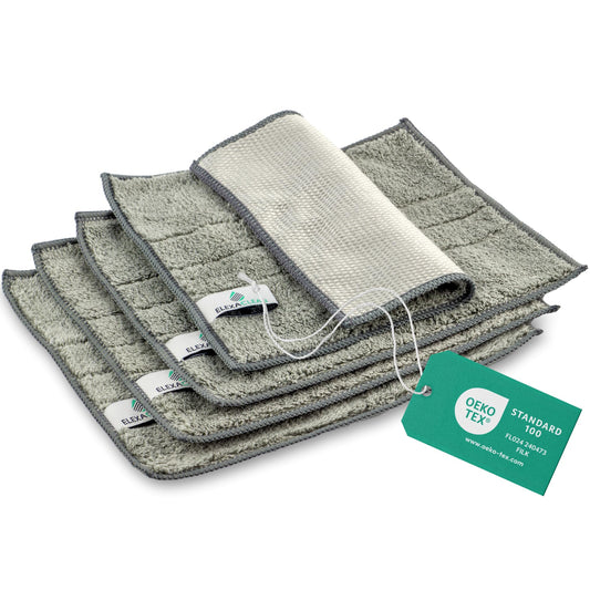 ELEXACLEAN mazgājamas virtuves drānas, mikrošķiedra, pelēks, 4 gab. 24x20cm, trauku lupatas virtuvei un traukiem