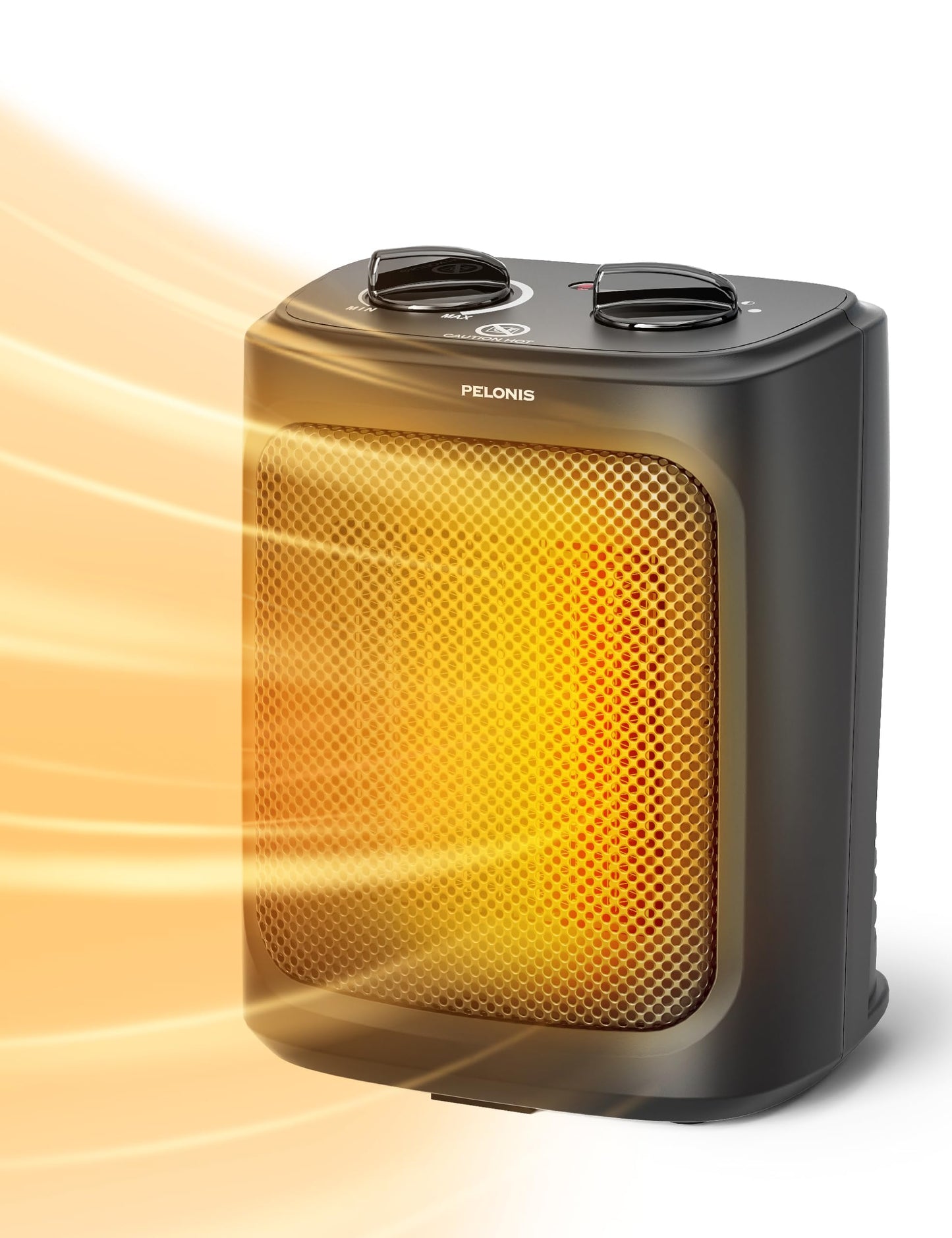 Keramikas sildītājs PELONIS Mini elektriskais siltā gaisa pūtējs 2000W ar diviem sildīšanas režīmiem un ventilatoru, galda sildītājs vannas istabai un guļamistabai ar temperatūras regulēšanu