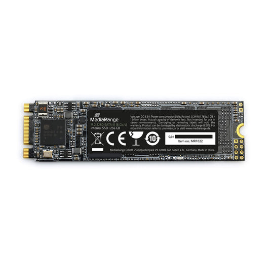 MediaRange iekšējais SSD 256GB - M.2 SATA Rev. 3.1, 3D-NAND, ideāls datoru un klēpjdatoru uzlabošanai.