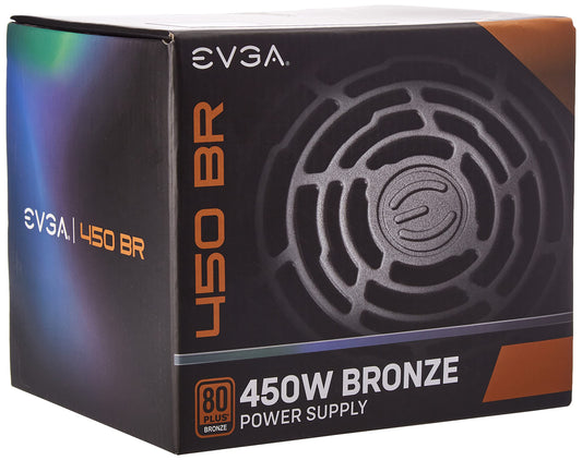 EVGA 450 BR - 80+ Bronze certified, 450W power supply, reliable performance, 3-year warranty, model 100-BR-0450-K2