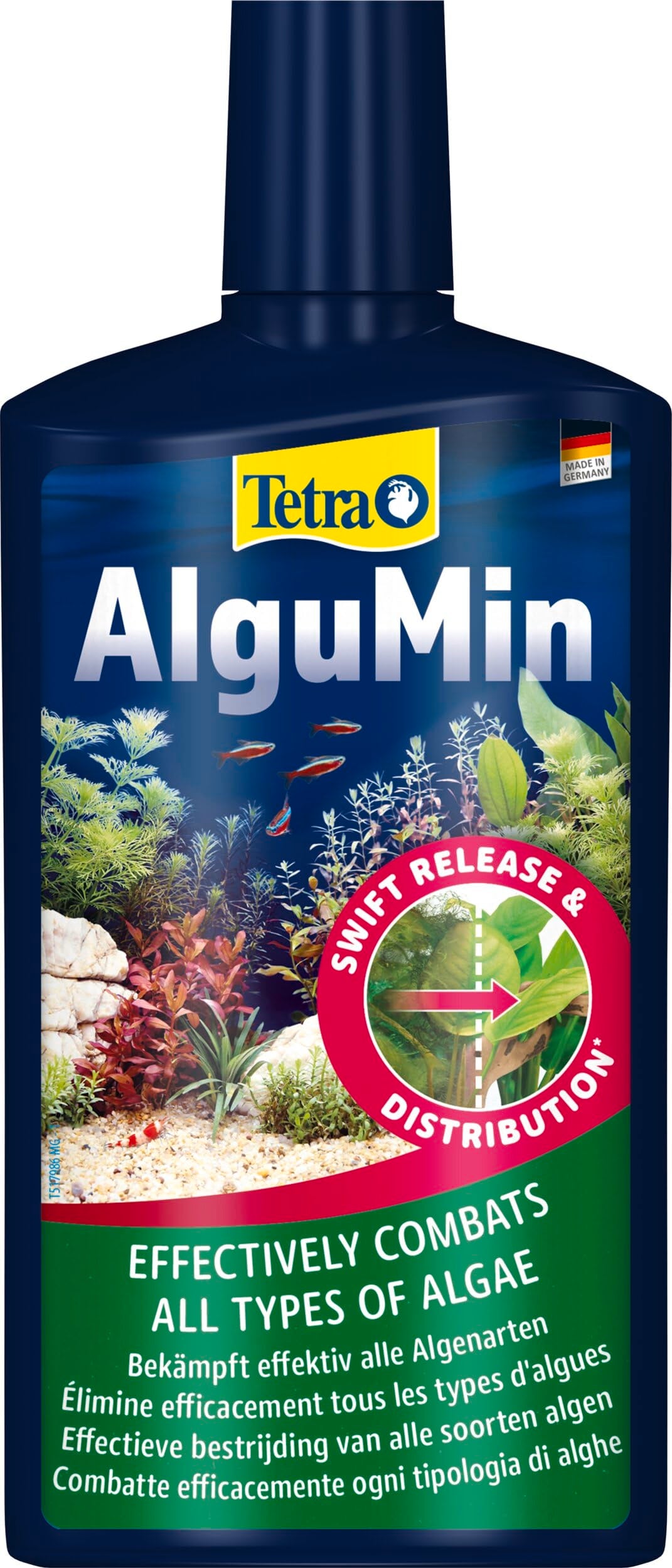 Tetra AlguMin - ātras iedarbības līdzeklis pret visu veidu aļģēm akvārijā, efektīvi novērš jaunu aļģu veidošanos, 500 ml pudele