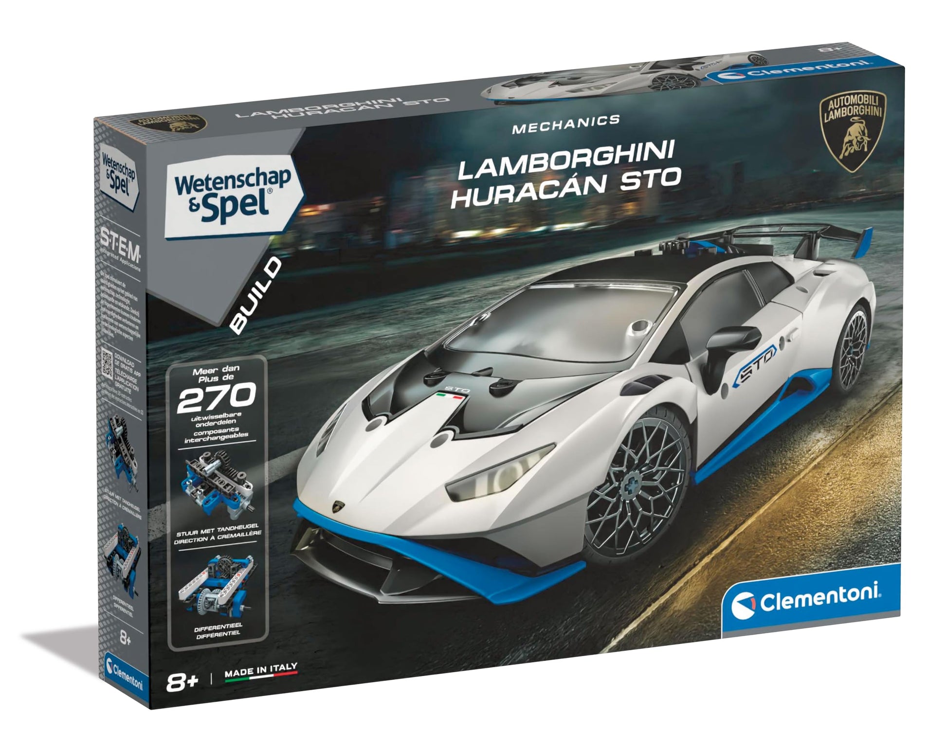 Clementoni Lamborghini - Multicolored toy car for kids 8+, made in Italy, promotes creativity and motor skills.