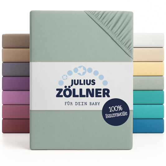 Julius Zöllner Jersey palags bērnu un mazuļu gultai, izmērs: 60x120cm / 70x140cm, 100% Jersey kokvilna, OEKO-TEX Standard 100 sertificēts, 1 gab., salvija