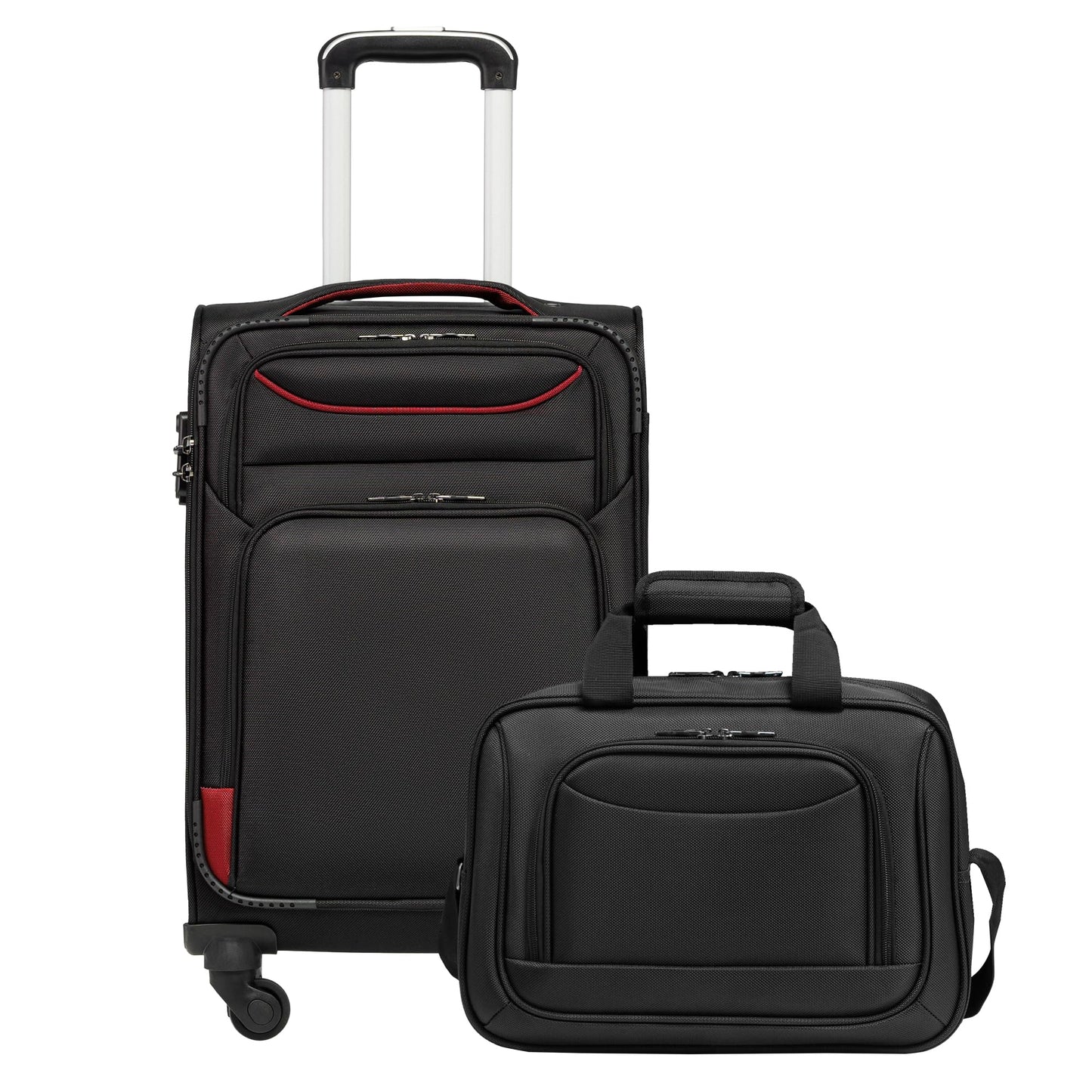Rokas bagāžas koferis COOLIFE, mīkstais ratiņkoferis 58 cm un 1 liela plecu soma