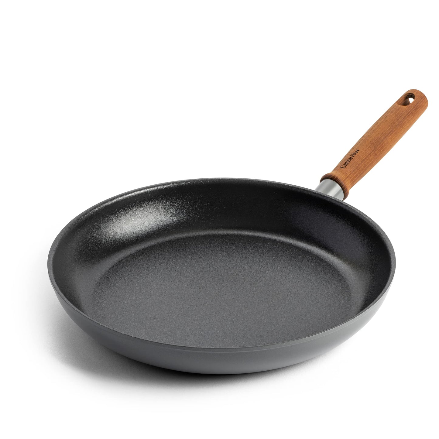 GreenPan Mayflower Pro 26 cm panna - cieti anodēta, veselīga keramikas nelipīga, vintage koka rokturis, bez PFAS, indukcijai piemērota