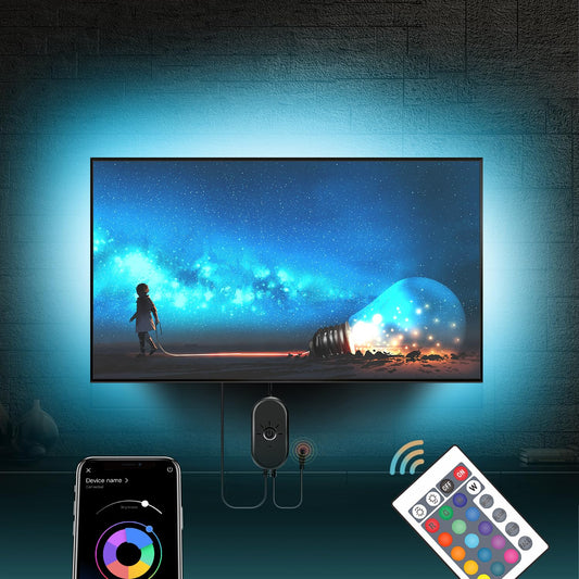 LED TV fona apgaismojums Mexllex 55-75 collu, 4M LED lente ar Bluetooth, viedā LED lietotne, vadāms LED aizmugurgaismojums, USB LED apgaismojums televizoram ar MusicSync
