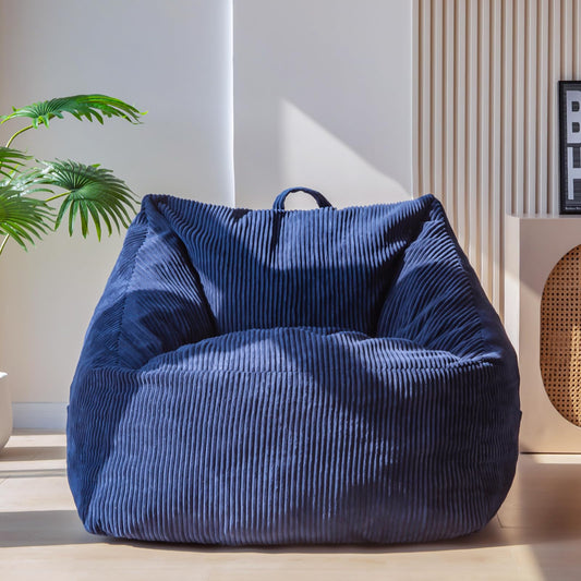 MAXYOYO pufs pieaugušajiem, mājīgs bean bag krēsls no kordvila ar rokturi, putu pildījums, ērts krēsls spēlēm, lasīšanai un atpūtai