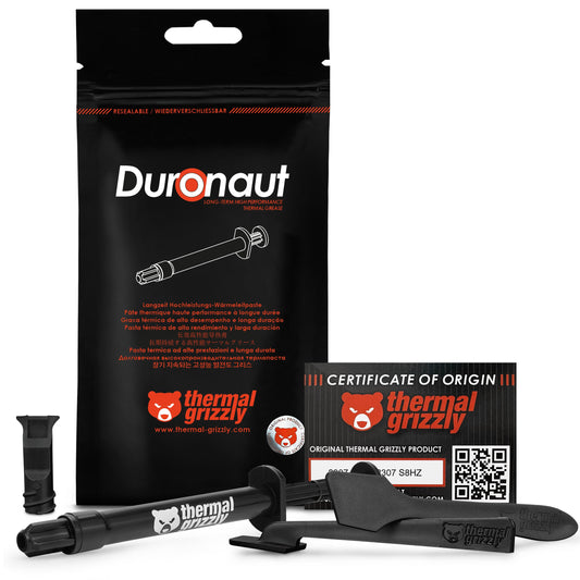 Thermal Grizzly Duronaut 2 g termopasta, ļoti augsta ilgtermiņa stabilitāte un siltumvadītspēja, maksimāla veiktspēja CPU/GPU, konsolēm un prasīgām rūpnieciskām dzesēšanas sistēmām