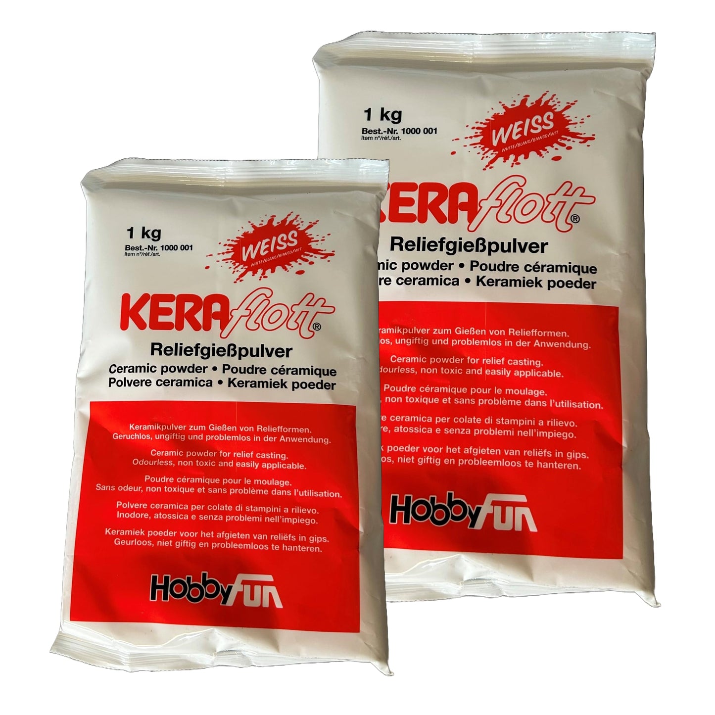 Reljefa liešanas pulveris KERAflott, balts, 2 kg (2 x 1 kg)