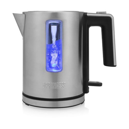 Princess Deluxe tējkanna - 1 L, 2200 W, Strix vadība, automātiskā izslēgšanās, kaļķu filtrs, nerūsējošais tērauds