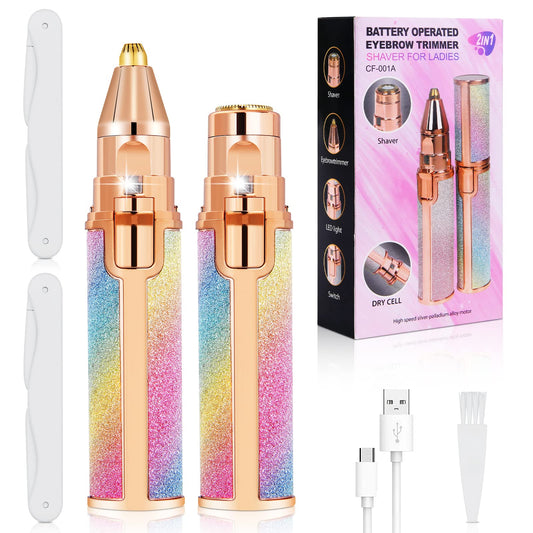 ACWOO uzlādējams uzacu trimmeris, 2-in-1 sejas apmatojuma noņēmējs sievietēm ar USB uzlādi un LED apgaismojumu, nesāpīgai uzacu, lūpu, zoda un vaigu kopšanai