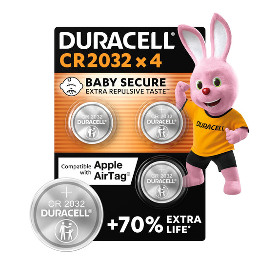 Knopfzelle DURACELL CR2032 litija baterijas 3V, 4 gab.