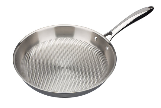GSW 975346 Gastro INOXXALplus 28cm frying pan - stainless steel, silver, with a perforated base, no lid.