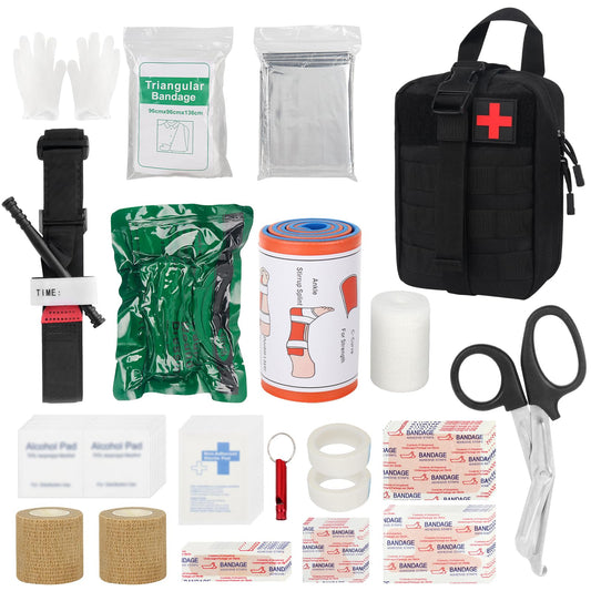 Pirmās palīdzības komplekts Mineup, 54 PCS medicīniska taktiskā soma, first aid kit survival, auto pirmās palīdzības komplekts, medicīnas soma āra aktivitātēm, mājai, auto, kempingam (Black PRO)