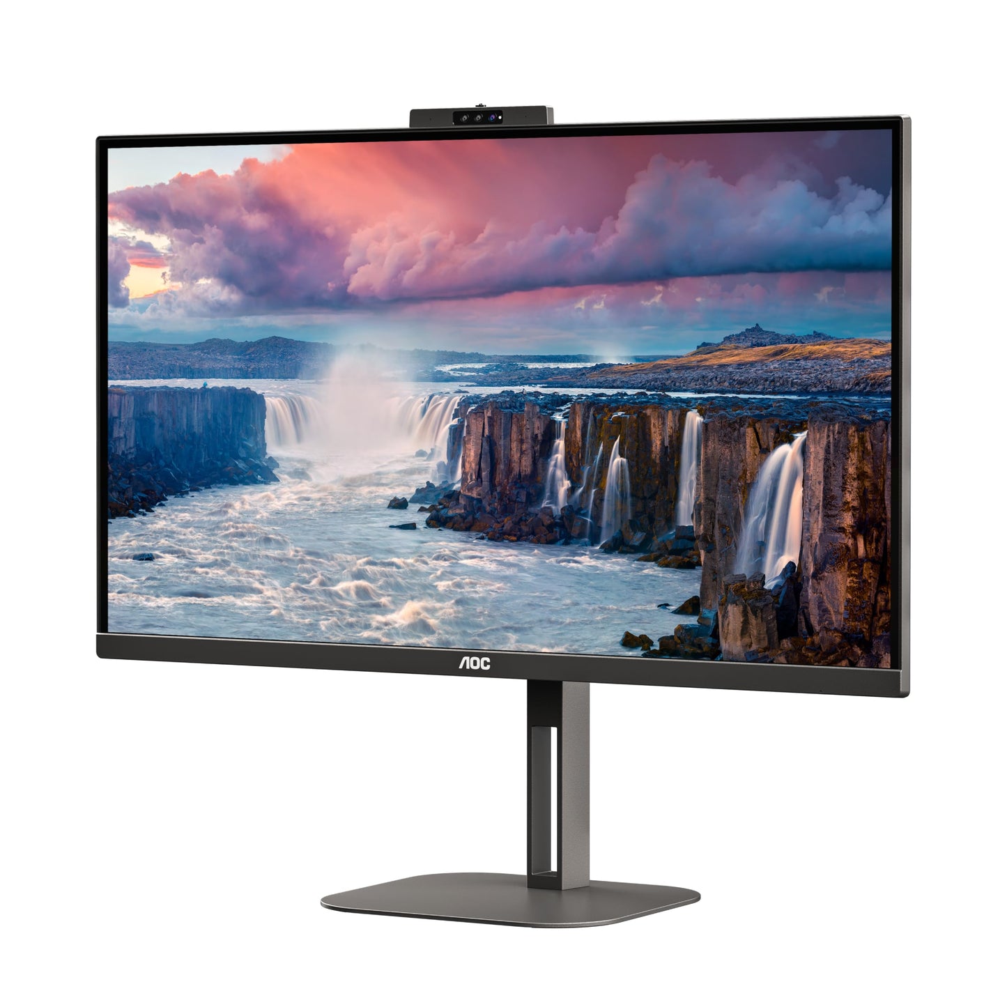 AOC Q27V5CW - 27" QHD monitor with webcam, speakers, height adjustment, 2560x1440, 75Hz, HDMI, DisplayPort, USB-C, black