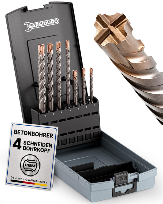 GARSIDURO SDS Plus betona urbju komplekts, PGM sertificēts, 7 gab., Ø 5-12 mm