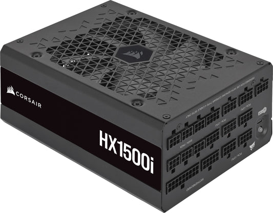 Corsair HX1500i - Fully modular, ultra-quiet ATX power supply, ATX 3.0 & PCIe 5.0 compatible, 80 Plus Platinum efficiency, black.