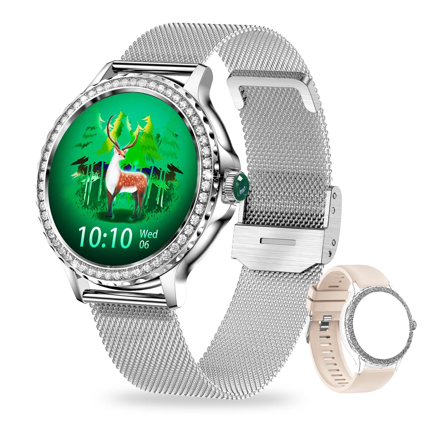 SoPrii viedpulkstenis - IP68 ūdensizturīgs, fitnesa izsekotājs, pulsometrs, asinsspiediena mērītājs, miega monitors, sieviešu cikla pārvaldība.