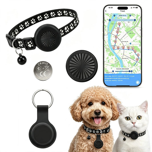 GPS izsekotājs kaķiem un suņiem, saderīgs ar iOS un Android, bez abonementa, GPS izsekotājs mājdzīvnieku kaklasiksnām, globāla reāllaika izsekošana, 7 dienu maršruta vēsture, IP67 ūdensizturīgs
