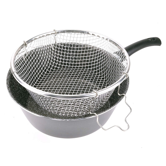 ALLUFLON Tradizione Italia frying basket 24 cm - aluminum, black, durable, non-stick, ideal for frying and cooking.