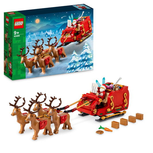 LEGO Ziemassvētku vecīša kamanas - komplekts ar minifigūru un ziemeļbriežiem, ideāla Ziemassvētku dāvana bērniem.