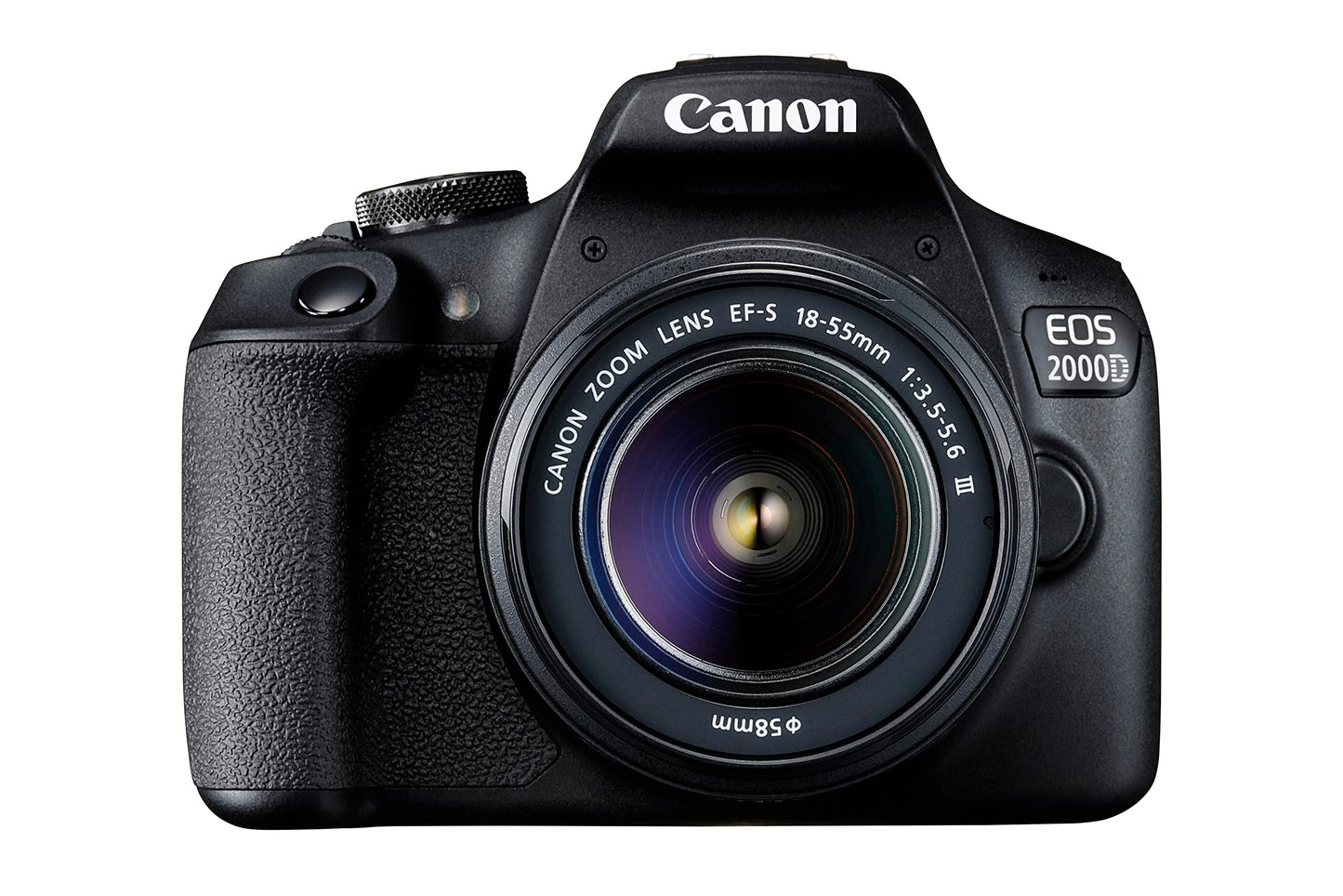 Canon EOS 2000D spoguļkamera - ar objektīvu EF-S 18-55 F3.5-5.6 III (24,1 MP, DIGIC 4+, 7,5 cm (3.0 collas) LCD displejs, Full-HD, Wi-Fi, APS-C CMOS sensors), melns