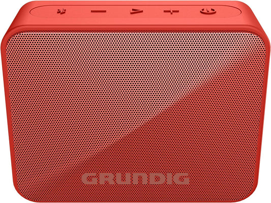 GRUNDIG Solo+ Sarkanā Bluetooth skaļruņa, skaņas kaste, 3.5 W RMS jauda, 30 metru darbības attālums, vairāk nekā 20 stundas spēles laika, Bluetooth 5.3, ūdensizturīgs korpuss (IPX5), melns