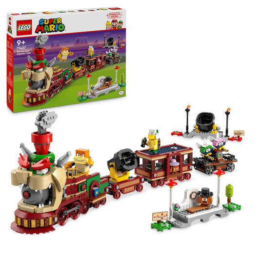 LEGO Super Mario Bowsera ātrvilciens - piedzīvojumu komplekts ar Āmura brāli, 2 Gumbām un 2 Parapunktiņām, dāvana bērniem.
