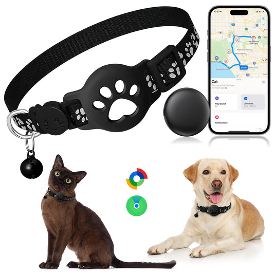 GPS izsekotājs suņiem bez abonēšanas, GPS izsekotājs kaķiem, saderīgs ar regulējamu kaklasiksnu, iOS un Android, IP67 ūdensizturīgs, globāla reāllaika izsekošana, nomaināms akumulators, 365 dienas, nakts drošībai