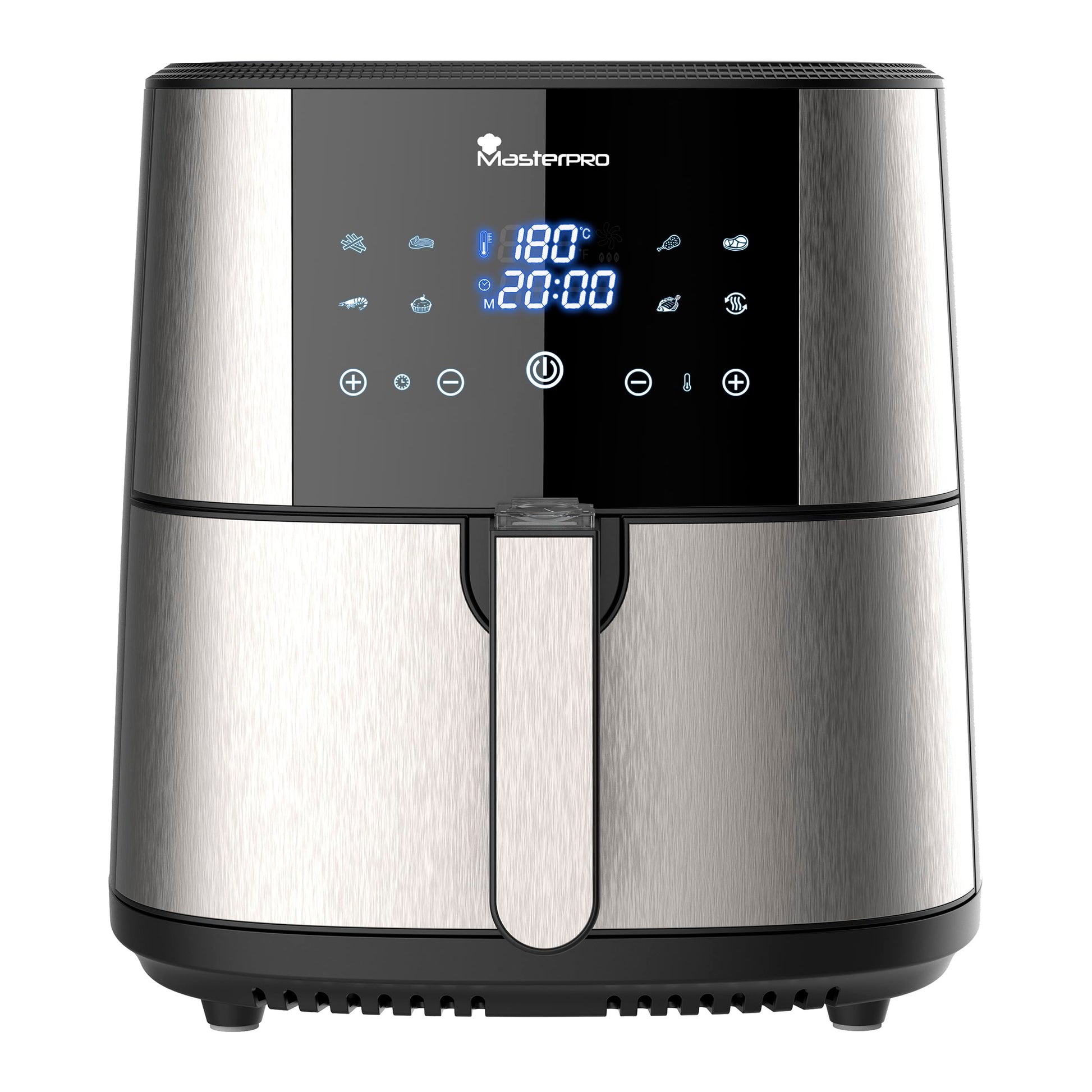 MasterPRO ROCKET 600 - PFAS-free 6L air fryer, 1800W, CERATECH coating, LED touchscreen, adjustable thermostat 80-200°C.