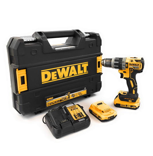 Dewalt 18V DCD796D2 - Brushless motor, 2-speed metal gearbox, 70 Nm torque, 15 torque settings, includes 2x 2Ah batteries and charger.