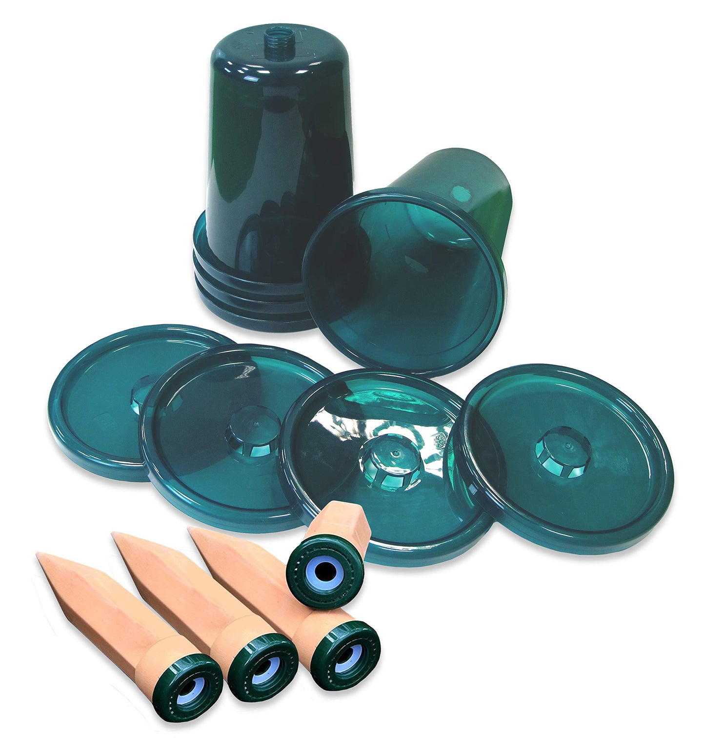 Paaugstināto dobju laistīšanas sistēma Bio Green Hydro Cup, 4 komplekts, vienmērīga ūdens padeve, aizsardzība pret pārlaistīšanu un izžūšanu, 4 māla konusi un 4 uzgaļi, 2,5 Liter