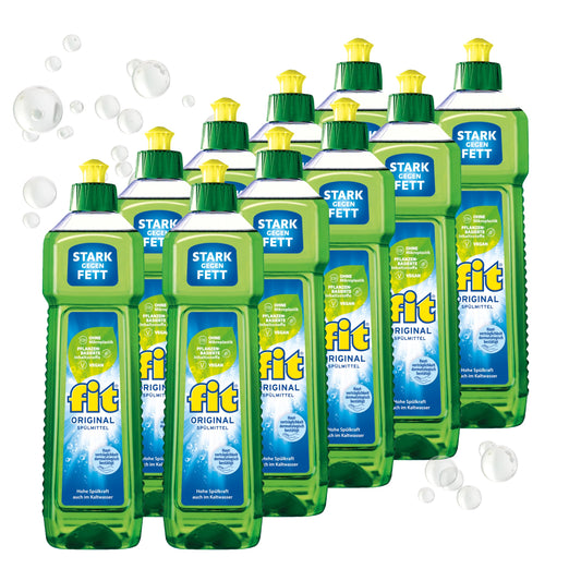 Trauku mazgāšanas līdzeklis fit Hand-Spülmittel 10 x 750 ml, Original, saudzīgs ādai, vegāns