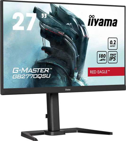 iiyama G-Master Red Eagle GB2770QSU-B6 - 27" Fast-IPS WQHD monitor, 180Hz, 0.2ms, Adaptive Sync, height adjustable, black