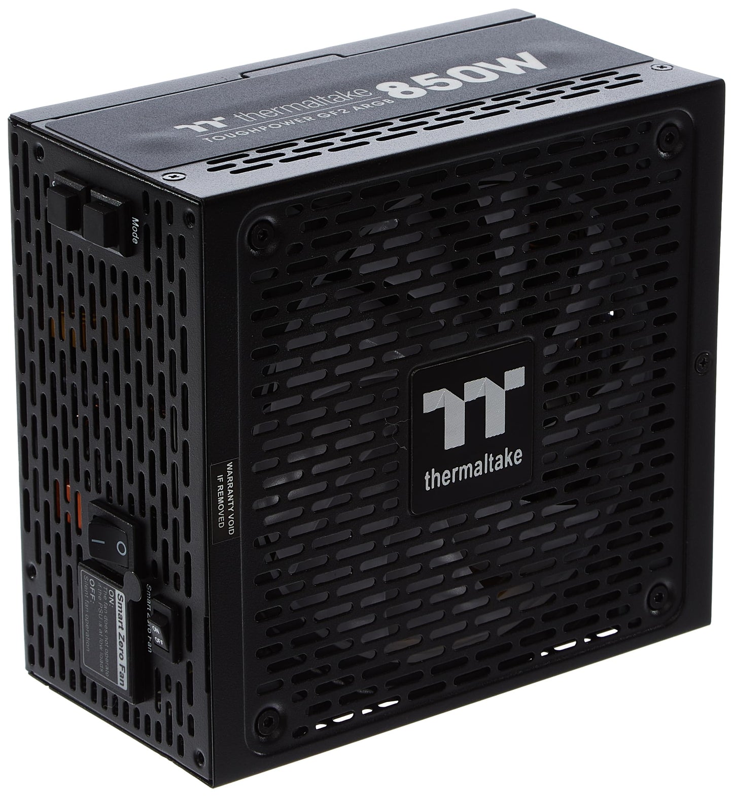Thermaltake Toughpower GF2 ARGB 850W - High-performance PSU, quiet fan, TT-Premium Edition, black design.