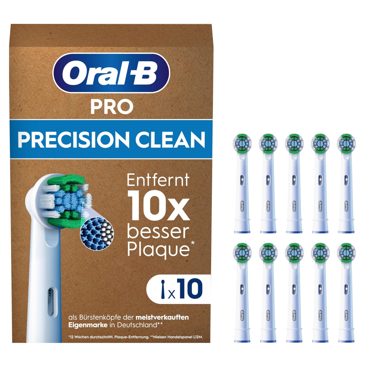 Oral-B Pro Precision Clean – ORIĢINĀLIE uzgaļi elektriskajai zobu birstei – zobu tīrīšana, rezerves uzgaļi ar X-birstēm, zobu birstes uzgalis ar pastkastē ievietojamu iepakojumu – balts, 10 gab.